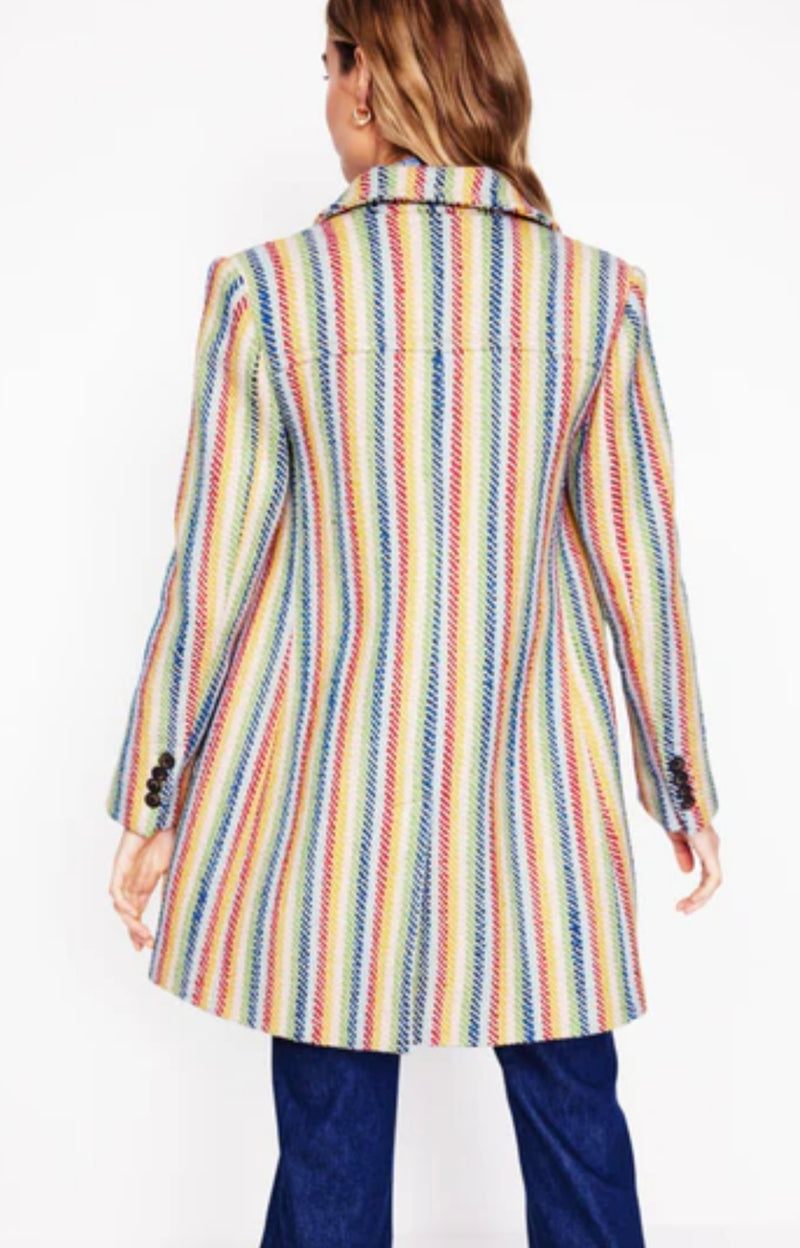 Boden Lincoln Stripe Rainbow Coat