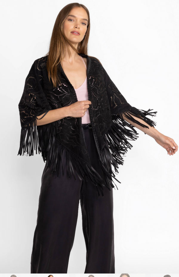 Johnny Was Laser Cut Suede Poncho