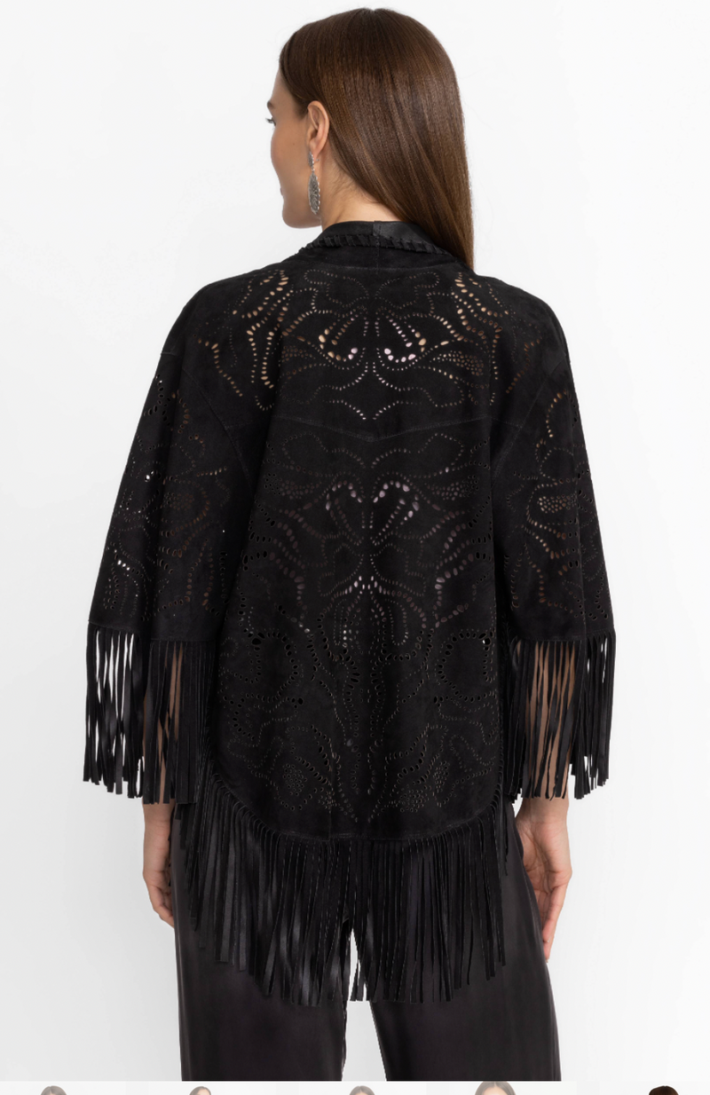 Johnny Was Laser Cut Suede Poncho