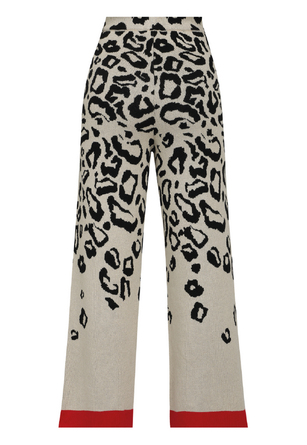 Leopard Red Jacquard Knit Pants